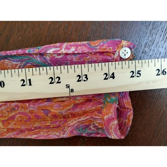 Lauren Ralph Lauren Silk Paisley Ruffle V Neck Tie Blouse Top S / P - Picture 12 of 12